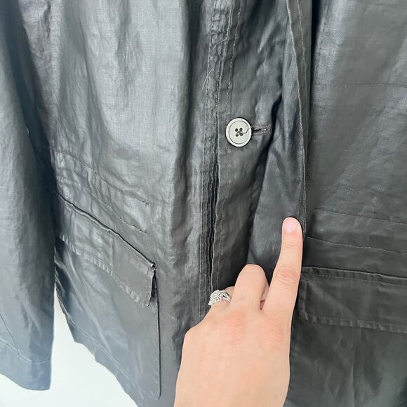 [WRK] Work.Rest.Karma Dark Brown Coated Linen Cargo Bush Coat Jacket Sz Medium M - Picture 9 of 12